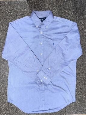 Ralph Lauren Yarmouth Cotton Blue Oxford Button-Down Dress Shirt - Medium